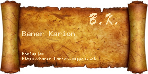 Baner Karion névjegykártya